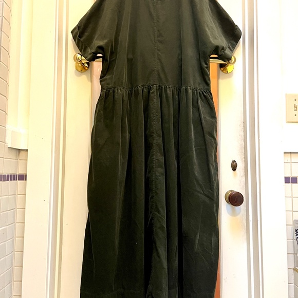 TOAST needlecord dress green XL XXL 16 18 sash pleated - Picture 3 of 16